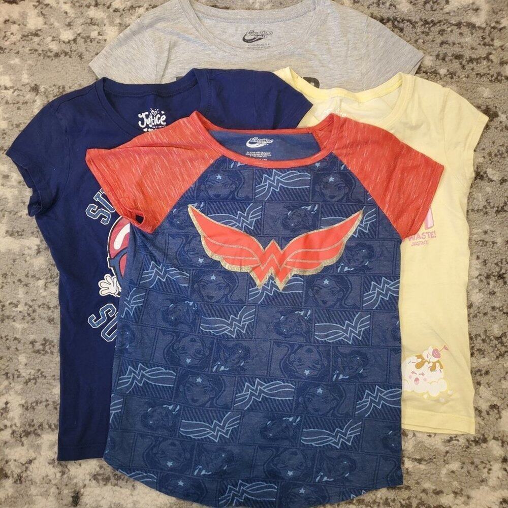 Justice and DC Girls Set of 4 Tops || Large EUC